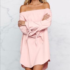 Pink off the shoulder dress